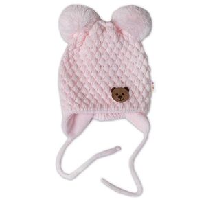 Baby Nellys Zimní pletená čepice Teddy Bear, růžová, 68/80 obraz