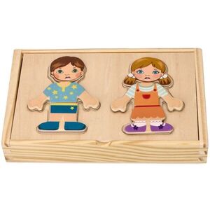 Adam Toys Dřevěná magnetická skládačka v oblékání - Holka a kluk obraz