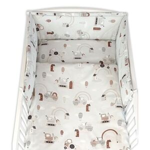 Baby Nellys Sada do postýlky 3D, mantinel a povlečení - Malý stavitel, šedá obraz