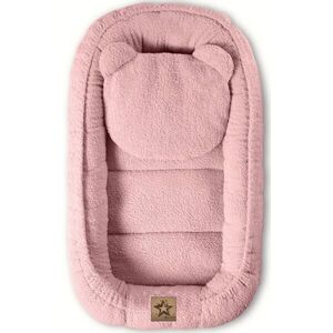 Baby Nellys Oboustranné hnízdečko s polštářkem Teddy Boucle - pudrově růžová obraz