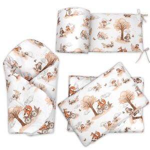 Baby Nellys 3D Mantinel s povlečením + zavinovačka, Liška, béžová, bílá obraz