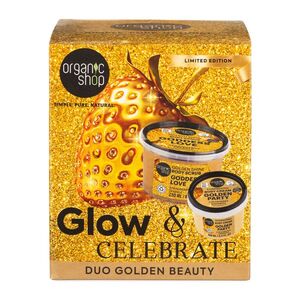 Organic Shop Glow&Celebrate Zlatý dárkový set 250 ml + 100 ml obraz