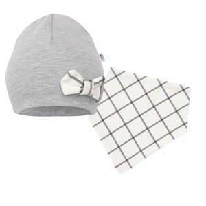 New Baby Kojenecká čepička s šátkem na krk Missy šedá, vel. 86 (12-18m) obraz
