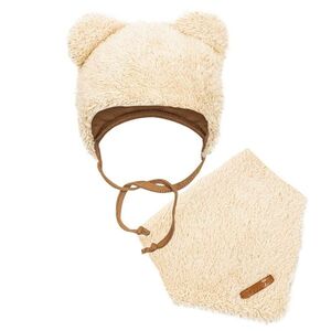 New Baby Zimní kojenecká čepička s šátkem na krk Teddy bear béžová, vel. 80 (9-12m) obraz