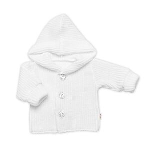 Baby Nellys Pletený svetřík s kapucí a knoflíčky Made with Love, bílý obraz