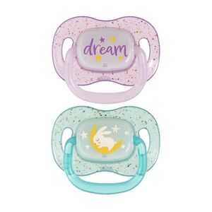 Canpol babies Svítící silikonový dudlík symetrický 6–18m 2 ks holka obraz