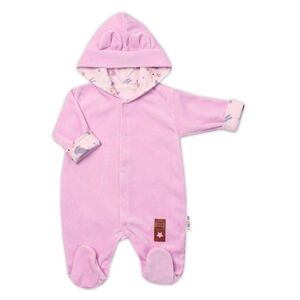 Baby Nellys Semiškový, velurový overal s kapucí Baby Nellys Bunny II., růžový, vel. 80 obraz