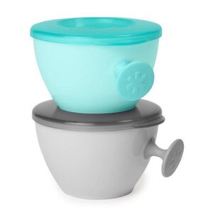 SKIP HOP Misky s víkem a držákem Easy Grab Grey, Teal 2 x 240 ml, 3m+ obraz