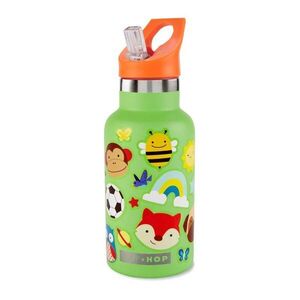 SKIP HOP Láhev s nálepkami se slámkovým náústkem nerezová zelená 380 ml, 4r+ obraz