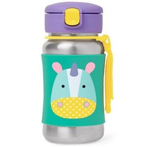SKIP HOP Zoo Láhev s brčkem na vodu nerez Jednorožec 12m+ obraz