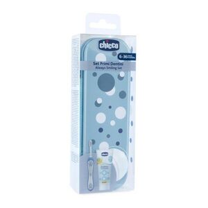 Chicco Set zubní kartáček a pasta v pouzdře Always smiling - light blue, 6m+ obraz