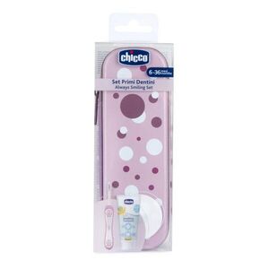 Chicco Set zubní kartáček a pasta v pouzdře Always smiling - lilac, 6m+ obraz