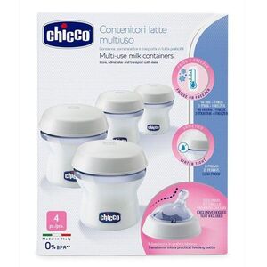 Chicco Zásobníky víceúčelové na mateřské mléko s lahvovou násadkou Natural Feeling, 4ks obraz