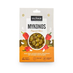 Olymp Zelené olivy s peckou s chilli a česnekem vakuované 250 g obraz