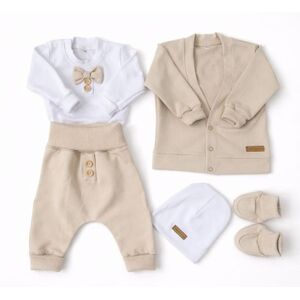 Kazum Bavlněná sada, body, kalhoty, motýlek a čepice Elegant Boy 5D, béžová/bílá obraz