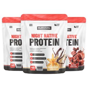 Survival Night Native Protein 1000 g AKCE 2+1 vanilka+ čokoláda+jahoda obraz