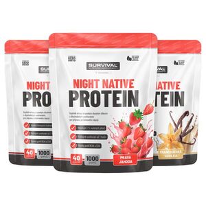 Survival Night Native Protein 1000 g AKCE 2+1 2x vanilka+jahoda obraz