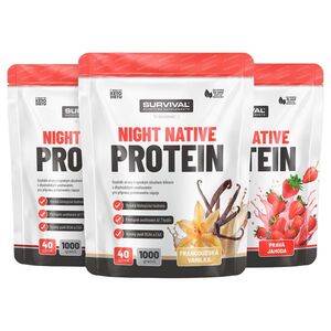 Survival Night Native Protein 1000 g AKCE 2+1 2x jahoda + vanilka obraz