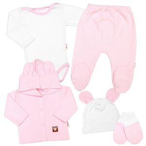 Baby Nellys Žebrovaná sada, Star 5D, body, polodupačky, kabátek, čepička, rukavice, vel. 62 obraz