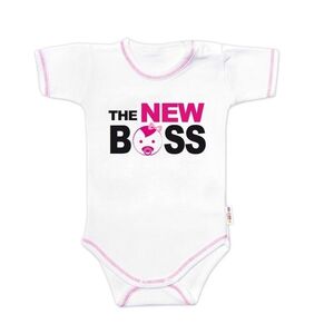 Baby Nellys Body krátký rukáv s vtipným textem , The New Boss, vel. 74 obraz