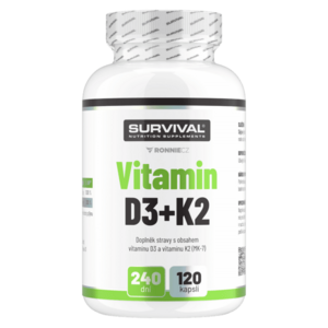 Survival Vitamin D3+K2 120 cps obraz