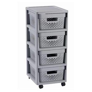 Curver Regál Infinity Dots 4x11L se zásuvkami světle šedý obraz