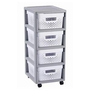 Curver Regál Infinity Dots 4x11L se zásuvkami bílošedý obraz