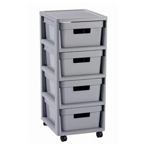 Curver Regál Infinity 4x11L se zásuvkami světle šedý obraz
