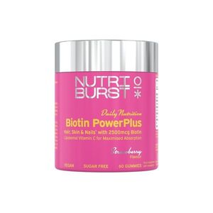 Nutriburst Biotin PowerPlus gummies pro vlasy, pleť a nehty 60 ks jahoda obraz