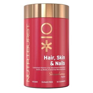 Nutriburst Premium Hair, Skin, Nails gummies s biotinem, vitamíny, zinkem 60 ks jahoda obraz