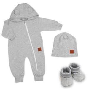 Baby Nellys Rostoucí overal pro miminko, čepice, botky, 3D, Nature - šedý melír, 68/74 obraz