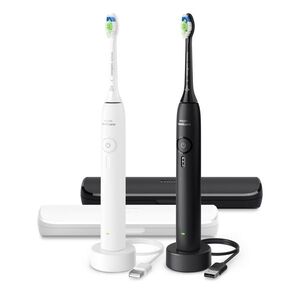 Philips Sonicare 3100 HX4072/73 sonické zubní kartáčky 2 ks černý a bílý obraz