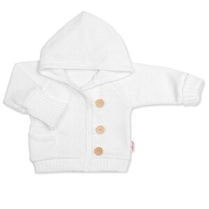 Baby Nellys Rostoucí pletený svetřík s kapucí, zapínání knoflíčky - bílý, vel. 68/74 obraz