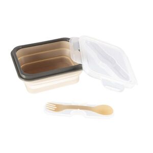 Zopa Silikonový svačinový box s příborem malý, Sand Beige 3 obraz