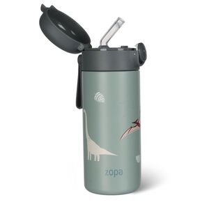 Zopa Termoska na tekutiny s brčkem a silikonovým držákem 350 ml, Dino 2 obraz