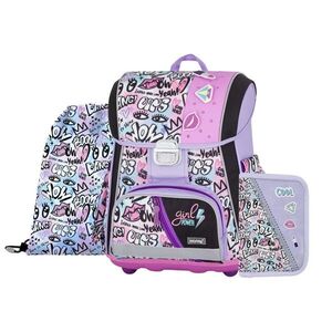 Oxybag PREMIUM - školní set Funny Girl 3 ks: aktovka, penál, sáček aktovka, penál, sáček obraz