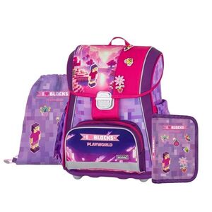 Oxybag PREMIUM - školní set Playworld Girl 3 ks: aktovka, penál, sáček aktovka, penál, sáček obraz