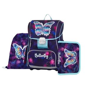 Oxybag PREMIUM - školní set Motýl 3 ks: aktovka, penál, sáček aktovka, penál, sáček obraz