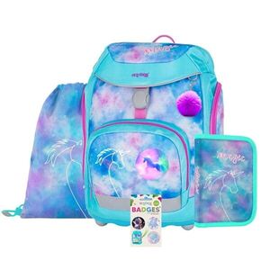 Oxybag OXY SHERPY - školní set Unicorn 4 ks: batoh, penál, sáček, placky batoh, penál, sáček obraz