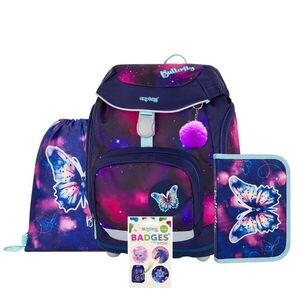 Oxybag OXY SHERPY - školní set Motýl 4 ks: batoh, penál, sáček, placky batoh, penál, sáček obraz