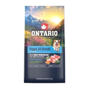 Ontario Puppy & Junior All Breeds Monoprotein Turkey & Sweet Potatoes krmivo 6, 5 kg obraz