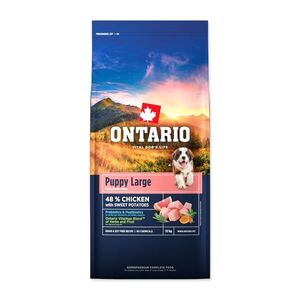 Ontario Puppy & Junior Large Chicken & Sweet Potatoes krmivo 12 kg obraz