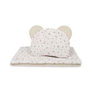 SENSILLO Set do kočárku Rose, bavlněný 54 × 74 cm + polštářek 28 × 36 cm, béžový obraz