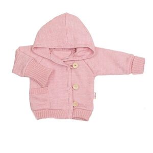 Baby Nellys Rostoucí pletený svetřík s kapucí, zapínání knoflíčky - pudrově růžový, v. 80/86 obraz