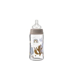 nip Láhev kojenecká sklo, široká, silkon-S, 240ml, 0m+, uni obraz