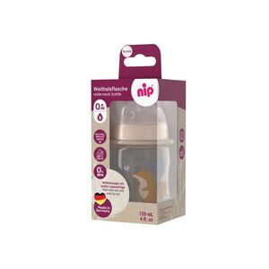nip Láhev kojenecká sklo, široká, silkon-S, 120ml, 0m+, uni obraz