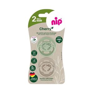 nip CHERRY NATURE line šidítko, kaučuk, velikost 2 (6m+), 2ks, green/brown obraz