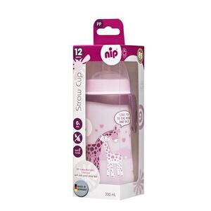 nip Straw cup láhev s brčkem PP, 330ml, holka obraz