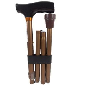 SUNDO Skládací podpůrná hůl s dřevěnou rukojetí, 85 - 95 cm, bronzová matná obraz