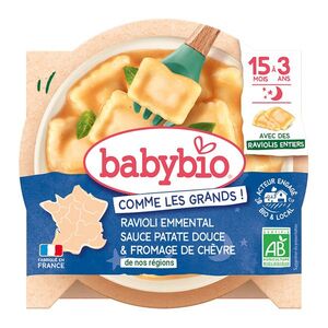 Babybio Celé ravioli s ementálem, pyré ze sladkých brambor a kozí sýr 190 g obraz